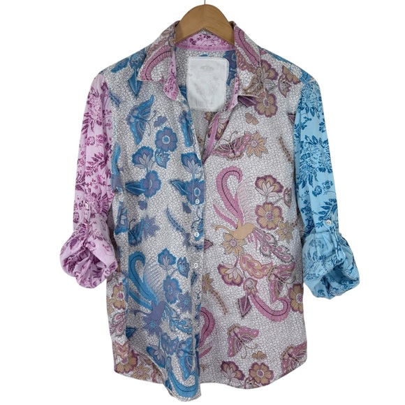 Cino Flying Peacock Floral Paisley Button Down‎ Shirt L - Picture 10 of 10